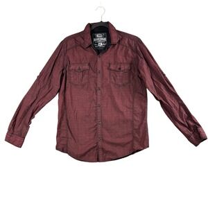 Broken Threads Mens Burgundy Geometric Button Up Y2K‎ Indie Alt Shirt Size M
